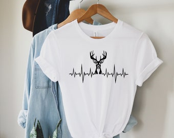 Men’s Buck Pulse Shirt, Deer Pulse EKG, Heartbeat Buck Shirt, Gift for Hunter,Buck Pulse Shirt, Heartbeat Stag,Heartbeat Buck,Christmas Gift