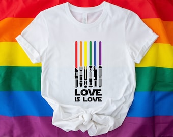 Love is Love shirt,Rainbow Lightsaber Shirt, LGBT Shirt, Gay Pride Shirt Men, Rainbow Pride Gift, Lesbian Shirt,LGBT Pride Gift,lgbtq tee