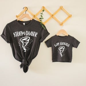 Matching Mama and Mini Family Shirts, Storm Chaser, Tiny Tornado, Mother Son Daughter Custom Tshirts, Daddy and Me Outfits, Matching Outfit
