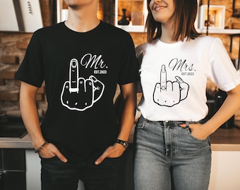 Wedding Finger Shirt, Mr and Mrs Shirt,Bride Shirt, Engagement Shirt, Ring Finger Shirts, Married Couple Matching, Middle Finger Shirt