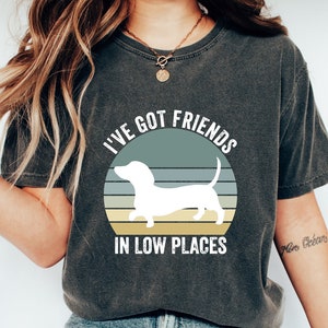 Dachshund Shirt, Funny Gift for Dachshund Lover, Retro Vintage Dachshund, Dachshund Mom, Wiener Dog Shirt, I&#39;ve Got Friends In Low Places