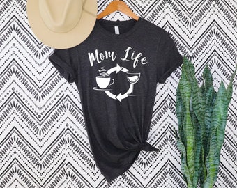 Mom Life Coffee Wine Repeat Tshirt Mom Life shirt -Funny gift for a mom coffee and wine -mom to be T-shirt-mom life T-shirt Funny Mom Shirt