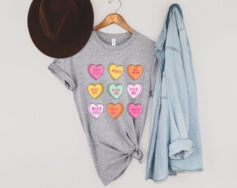 Valentinstag Shirt, Konversationsherzen Shirt, Valentinstag Shirts für Frauen, Valentinstag Geschenk, süßes Herz Shirt, Geschenk für Liebhaber