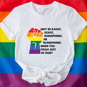 Pourquoi être raciste sexiste homophobe transphobe alors que vous pourriez juste être silencieux Chemise, chemise raciste, chemise militante, chemise homophobe, chemise à slogan
