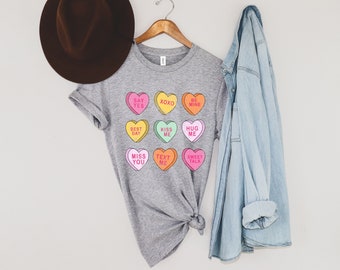 Valentinstag Shirt, Konversationsherzen Shirt, Valentinstag Shirts für Frauen, Valentinstag Geschenk, süßes Herz Shirt, Geschenk für Liebhaber