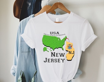 New Jersey Map Shirt,New Jersey State Flag shirt,New Jersey Shirt,New Jersey Travel Tee, New Jersey Lover Shirt,New Jersey Home State