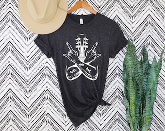 Camisa de rock and roll, camiseta de guitarra, camisa amante de la música, camisas de concierto, camisa de rock, camiseta de banda, camisa retro rocker, camisa de música rock