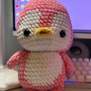 Crochet Penguin Plushie: Handmade Chenille Amigurumi Toy