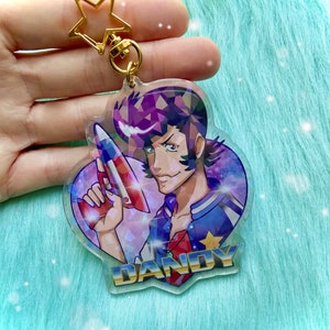He&#39;s a Dandy Guy... In Space... [Heart-Shaped Acrylic Holographic Epoxy Keychain] A Dandy Husbando!