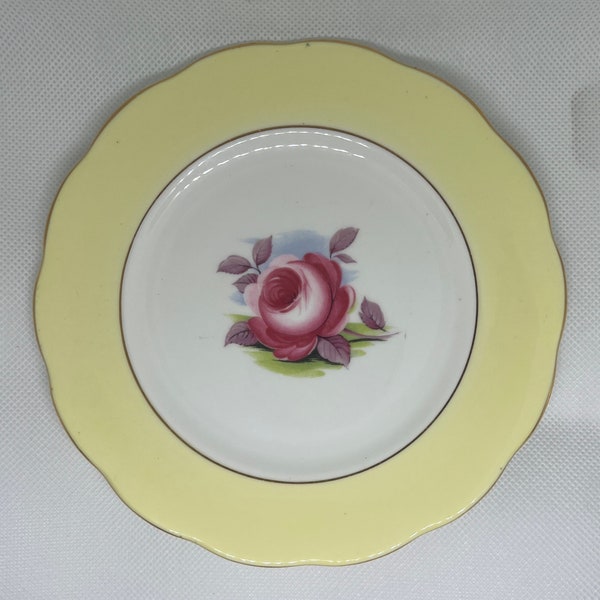 1940s VINTAGE ROYAL ALBERT Painters’ Rose- Buttercup Yellow With Gold Trim- Rose Pattern- Side/ Salad Tea Plate- Made In England- Rare