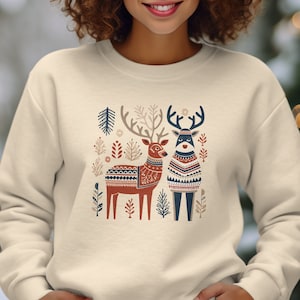 Scandinavian Reindeer shirt, Danish Deer shirt, Nordic shirt, Festive Sweatshirt, Cozy Holiday shirt, Winter Christmas Sweater