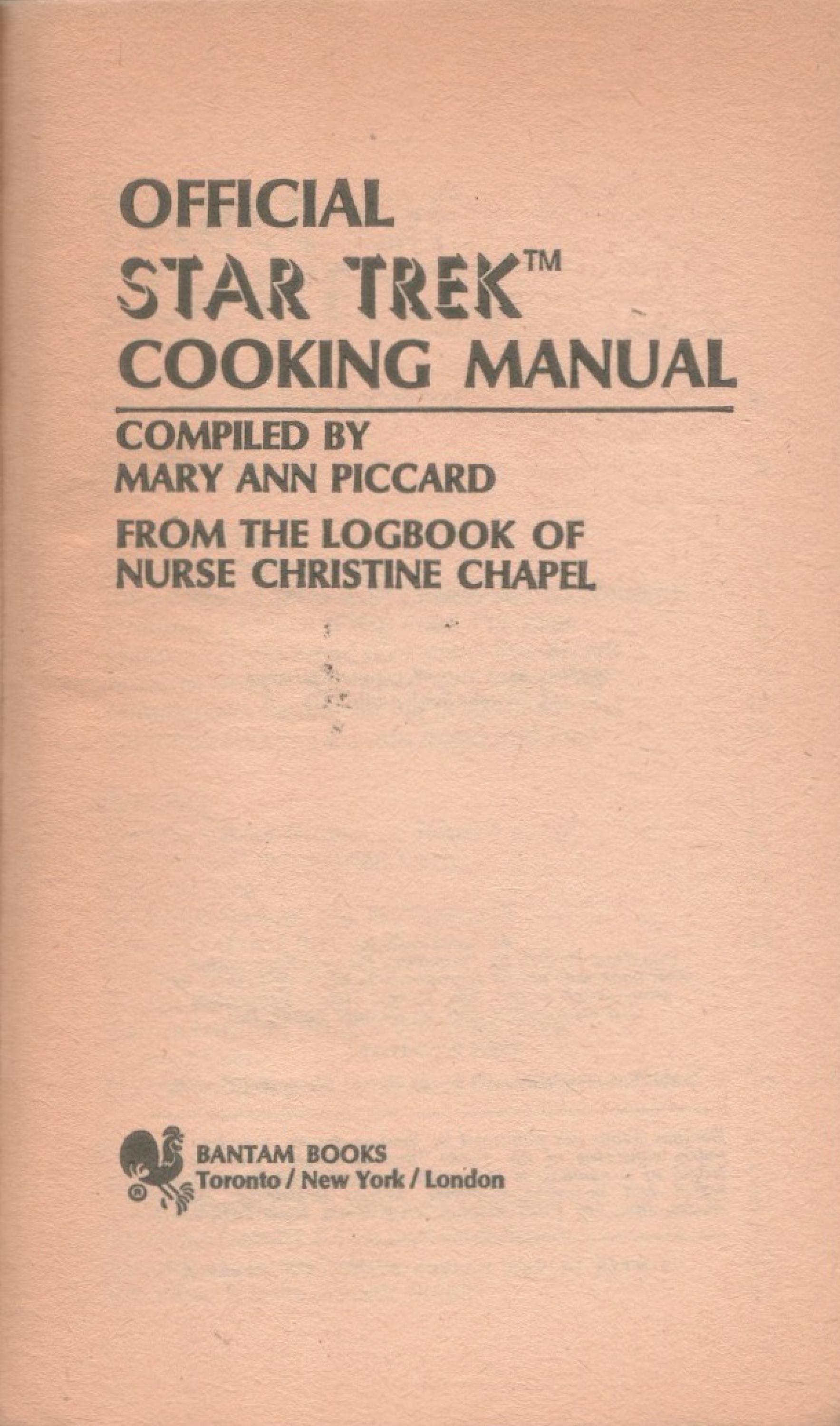 Star Trek Official Cooking Manualスタートレック 1978 Star Trek Cooking Manual. Pdf File 226 Pages - Etsy