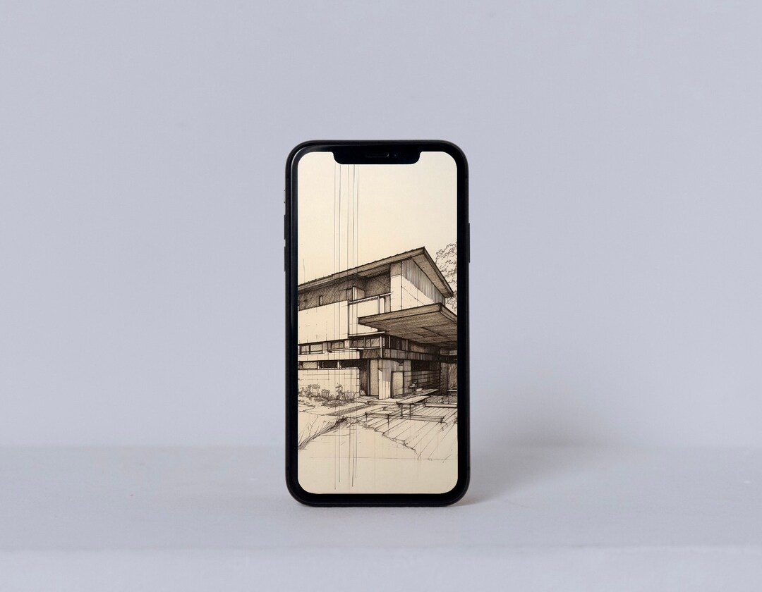 Modernist Architecture iPhone Wallpaper: AI Art Design (digital