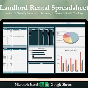 Landlord Property Rental Spreadsheet Template for Google Sheets Landlord Rental Tracker Landlord Income and Expenses for Microsoft Excel