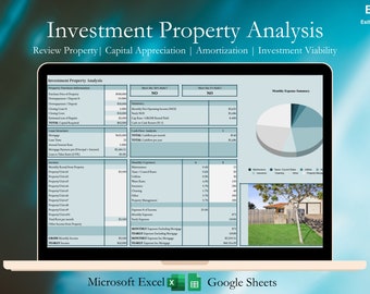 Investment Property Analysis Spreadsheet Template for Google Sheets for Rental Property ROI Cap Rate Calculator Real Estate Microsoft Excel
