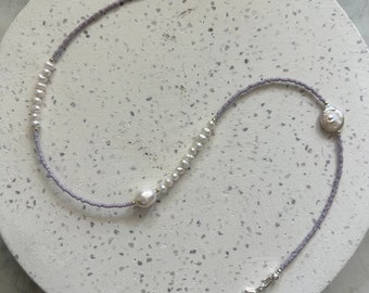 Freshwater pearl and miyuki seed bead necklace