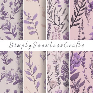Lavender Floral Seamless Pattern, Spring Floral Seamless, Repeat pattern, Scrapbooks, Square Papers, Digital, Commercial Use