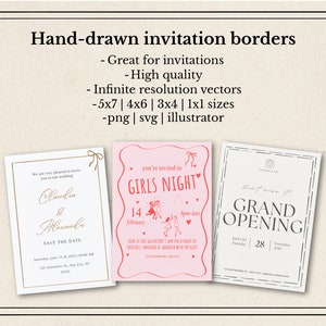 Hand Drawn Invitation Border Clipart, Border SVG, Border PNG, Wavy ...