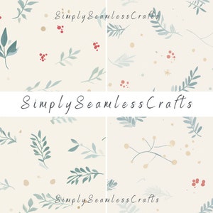 Christmas Holly and Berries Seamless Pattern, Holiday Berries, Holiday Seamless, Scrapbooks, Square Papers, Digital, Commercial Use