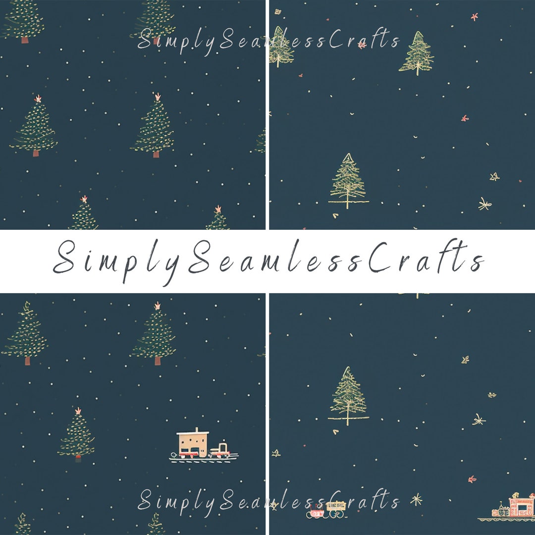 Miniature Christmas Tree Seamless Pattern, Holiday Scrapbook Paper ...