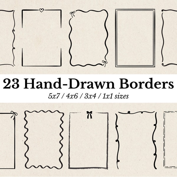 Hand Drawn Invitation border clipart, Border SVG, Border PNG, Wavy border png, Wedding Invitation, Birthday Invitation, Commercial Use