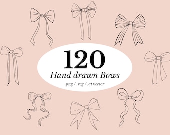 126 ilustraciones de lazos dibujadas a mano, imágenes prediseñadas vintage (SVG, PNG, vector)