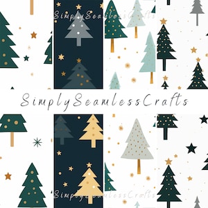 Christmas Trees Seamless Pattern, Holiday Trees, Holiday Seamless, Scrapbooks, Square Papers, Digital, Commercial Use