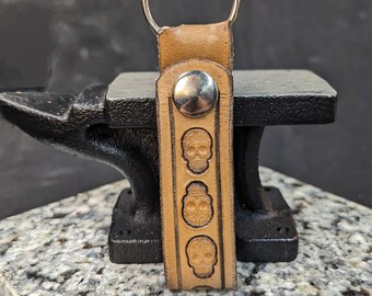 Leather Sugar Skull Keychain