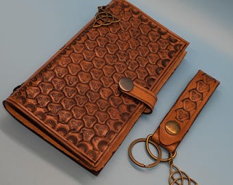 Celtic Leather Journal and Keychain Set, Handmade