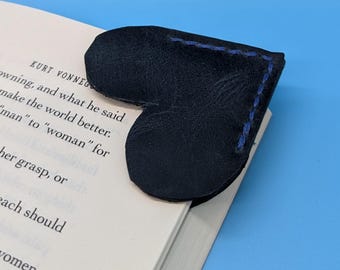 Leather Heart Bookmark, Handmade