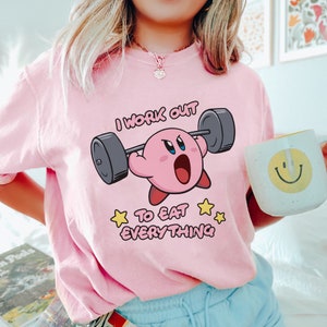 Kirby I Work Out To Eat Everything Shirt, Unisex Kirby Tee, Funny Kirby Shirt Gift For Gymer, Kirby Work Out Funny Sweatshirt Hoodie