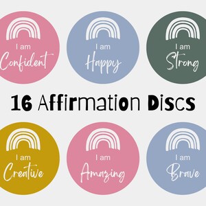 Disques d'affirmation imprimables pour enfants - Ensemble de 16 déclarations positives