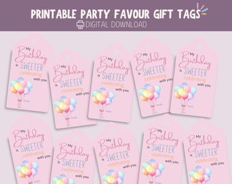 Printable Birthday Party Favour Tags – Bright & Fun DIY Gift Tags – Instant Digital Download
