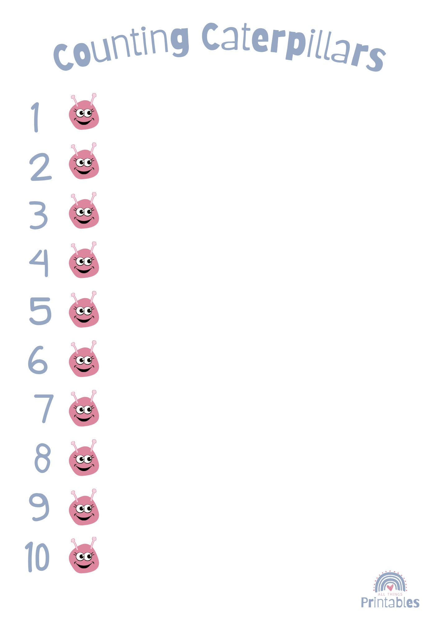 Counting Caterpillars Finger Painting Activity – Printable Preschool Math Fun - Etsy for Free Printable Caterpillar Fingerprint Counting