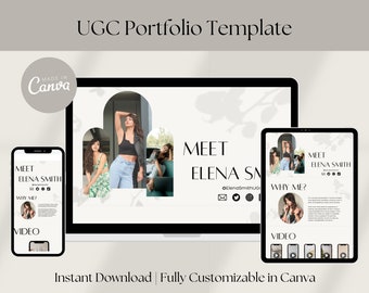 UGC Portfolio Template, UGC Website Template, Influencer Media Kit, Social Media Kit, UGC Creator Template, Canva Portfolio Website Template