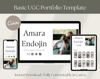 Basic UGC Portfolio Template, UGC Website Template, Influencer Media Kit, UGC Creator Template, Simple Canva Portfolio Website Template
