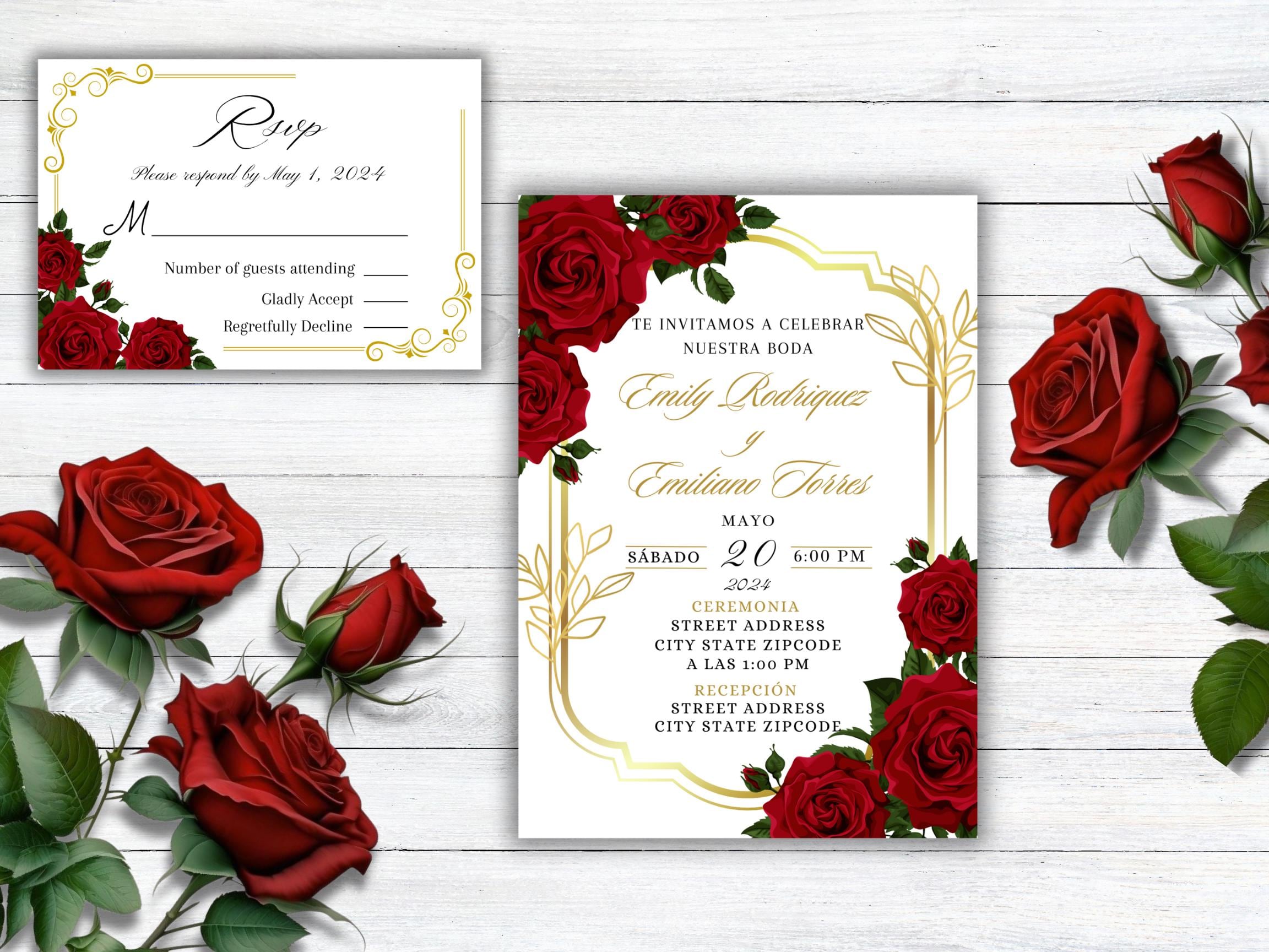 Invitaciones de boda rosas rojas - Etsy México, image size:2304x1728