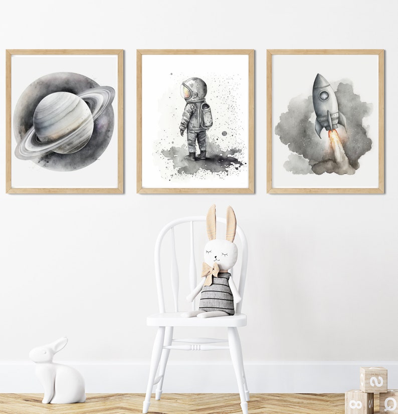 Nursery Decor Space Boy, Nursery Wall Art Space, Watercolor Space ...