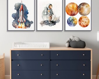 宇宙プリントセット：子供部屋の装飾、宇宙テーマ（フレームなし