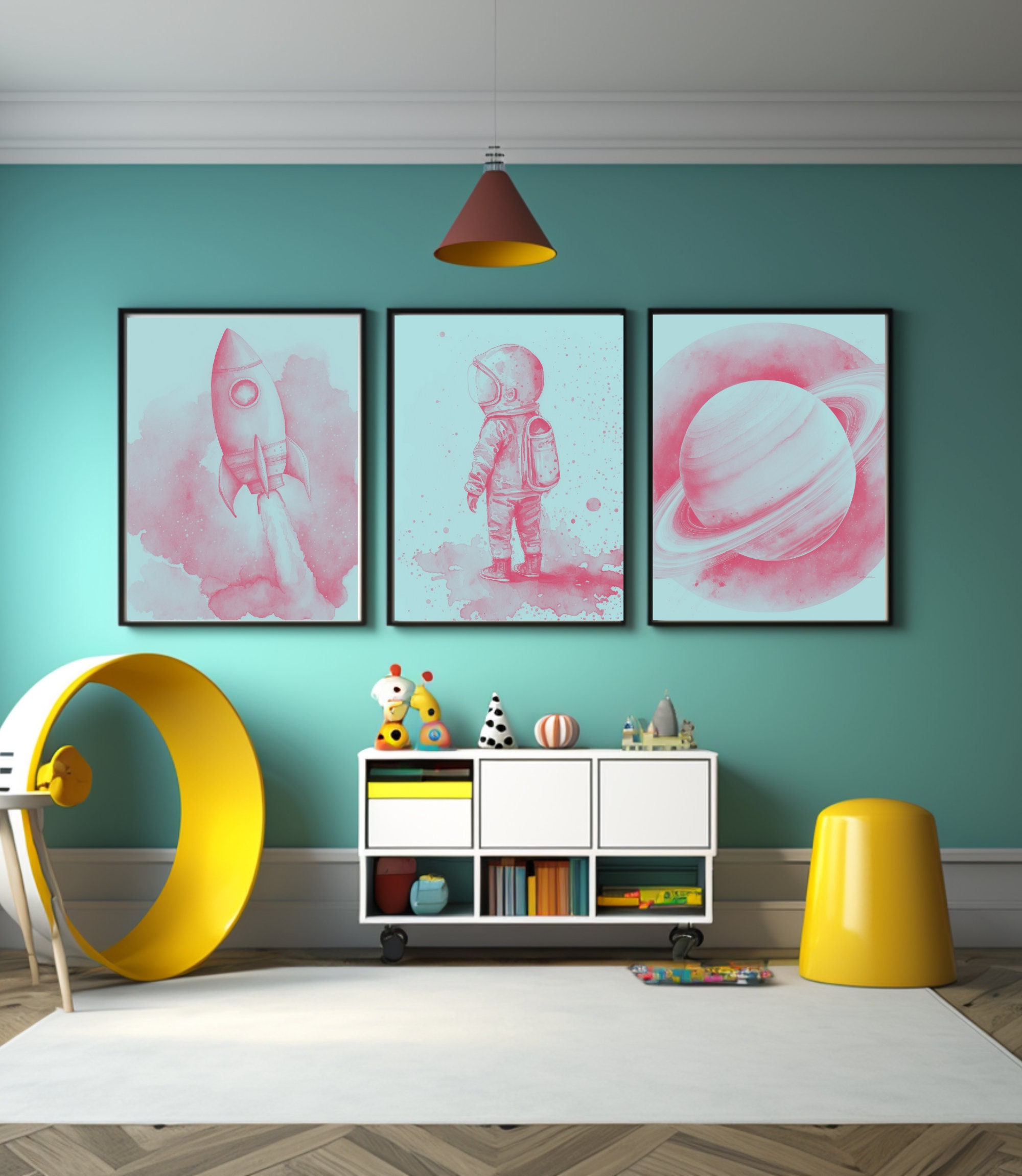 Nursery Decor Space Boy, Nursery Wall Art Space, Watercolor Space ...