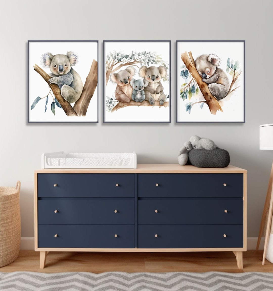 Baby Koala Bear Nursery Wall Art Whimsical Koala Nursery Gender Neutral