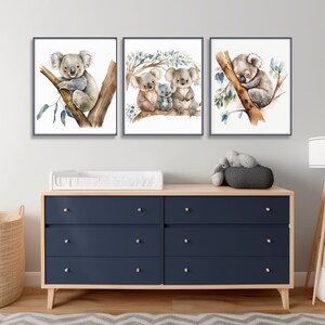 Baby Koala bear nursery wall art Whimsical Koala nursery Gender Neutral Nursery Nursery Decor Toddler Room Decor Set of 3 Koala art prints
