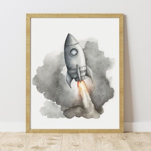 Nursery Decor Space Boy, Nursery Wall Art Space, Watercolor Space ...
