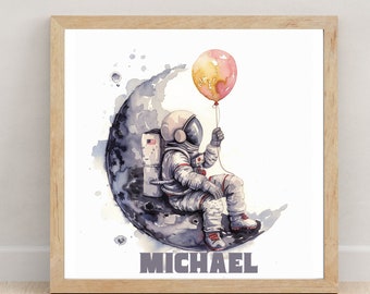 Nursery Decor Space Boy, Space Nursery Decor, Nursery Wall Art Space, Personalized Nursery Art, Personalized Name Nursery,Astronaut,Wall art