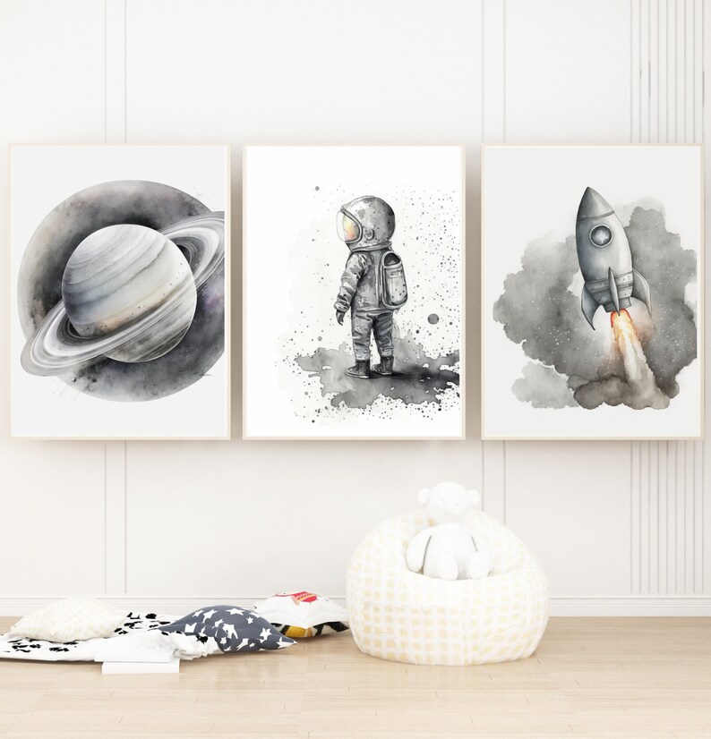 Nursery Decor Space Boy, Nursery Wall Art Space, Watercolor Space ...