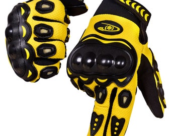 Men Motorcycle Gloves- Tactical Touchscreen Biker Gloves (Yellow)