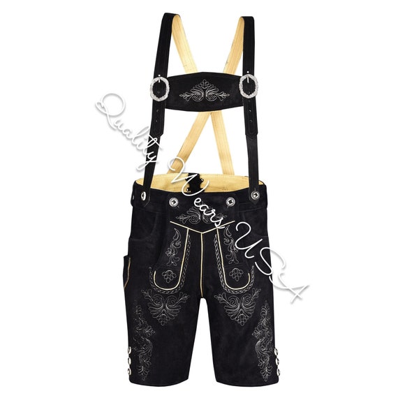 Quality Wears USA Authentic Men Oktoberfest Lederhosen Men Bavarian short Black Style 2