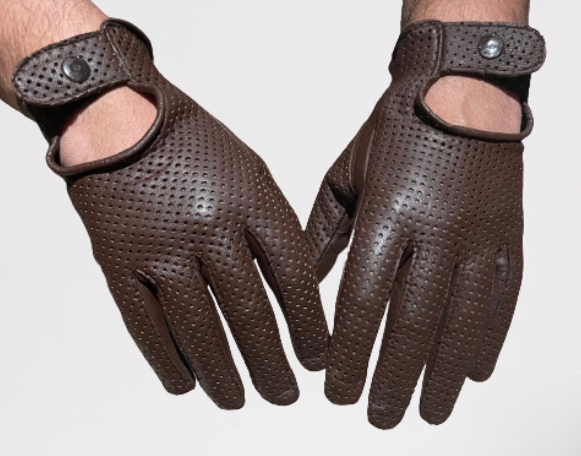 Louis Vuitton Grey Lambskin Leather Fingerless Gloves - Yoogi's Closet