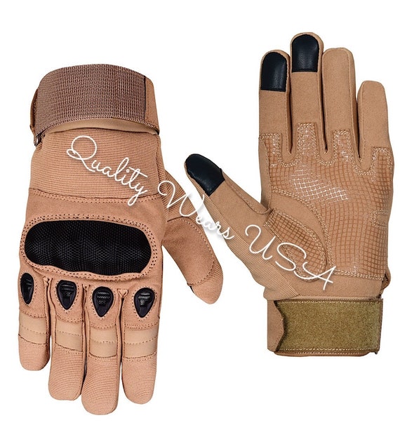 Men Motorcycle Gloves- Tactical Touchscreen Biker Gloves (Green - Tan)