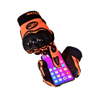 Men Motorcycle Gloves- Tactical Touchscreen Biker Gloves (Orange)